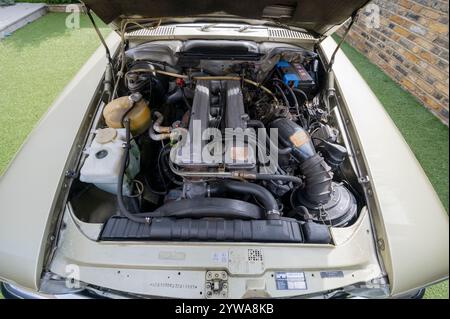 Mercedes R280 Engine Engine in a 1982 R107 Mercedes 280SL classic German sports car with ...