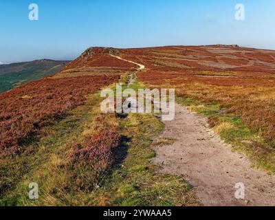 UK, Derbyshire, Peak District, Derwent Edge, Footpath to Whinstone Lee Tor. Stock Photo