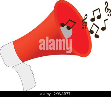 Megaphone color icon, Voice speech icon, speaker sound symbol, loudspeaker sign, Speaker icon color, Music notes wave, sound wave line symbol, acousti Stock Vector