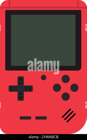 Portable Handheld red, Video Game, Portable Game console, Game Gadget Stock Vector