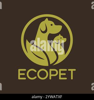 Eco Pet Logo | Sustainable, Nature-Inspired Logo Design for Green Pet Brands - Perfect for Eco-Friendly Pet Product Branding | CAT DOG ECO PET LOGO HD Stock Vector