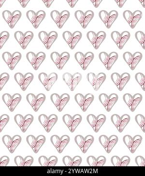 Abstract heart shape modern seamless pattern. Geometrical grid. Hand drawn decorative grunge bold doodle line. Web modern ornamental background Stock Vector