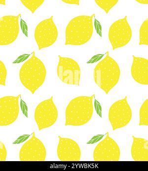 Vector seamless pattern of hand drawn doodle sketch colored lemon isolated on white background Stock Vector