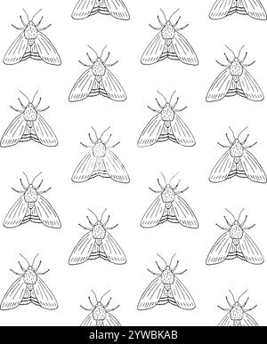 Vector seamless pattern of hand drawn doodle sketch moth isolated on white background Stock Vector