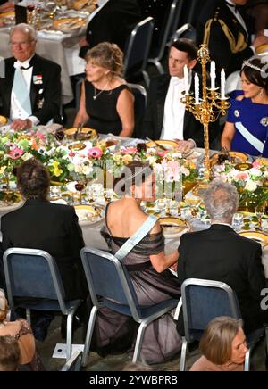 Stockholm, Sweden. 10th Dec, 2024. STOCKHOLM, SWEDEN 20241210Crown Princess Victoria at the table of honor during the Nobel Banquet in the City Hall in Stockholm on Tuesday 10 December 2024. Photo: Henrik Montgomery/TT/Code 10060 Credit: TT News Agency/Alamy Live News Stock Photo