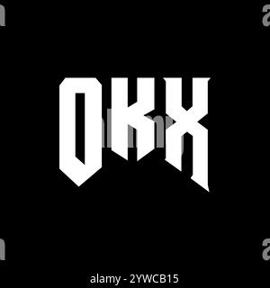 OKX letter logo design for technology company. OKX logo design black and white color combination. OKX logo, OKX vector, OKX design, OKX icon, OKX alph Stock Vector