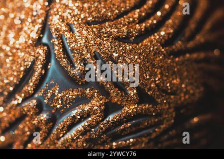Golden Glitter Texture in Abstract Close-Up. Soft Blue and Gold. Stock Photo