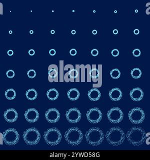 Animation set of abstract particle groups in sequential order. Stock Vector