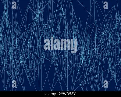 wave of blue lines, big data techno background. Vector illustration Stock Vector