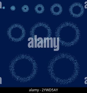Animation set of abstract particle groups in sequential order. Stock Vector