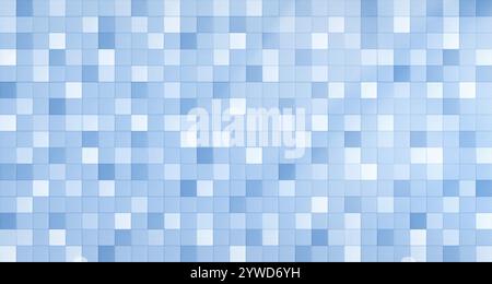 Blue mosaic tile background. Vector realistic illustration of bathroom, toilet, kitchen, shower ceramic wall or floor design, abstract geometric backdrop for presentation template, seamless gradient Stock Vector
