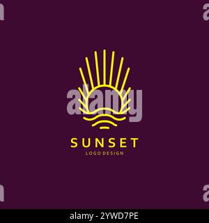 Sunset Logo Icon Vector. Sunshine With Yellow Color Stock Vector