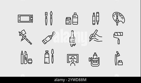 Art and Painting Icons Set Stock Vector