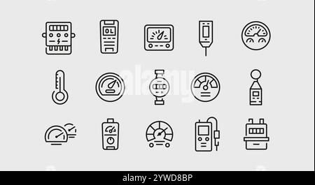Meter Icons Set Stock Vector