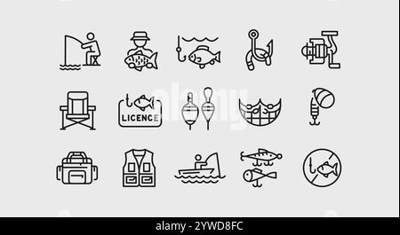 Fishing Icons Set Stock Vector