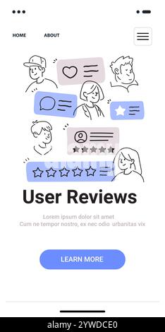 Diverse people and rating concept in flat design, isolated on white ...