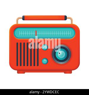 Cute orange cartoon radio vector illustration Stock Vector