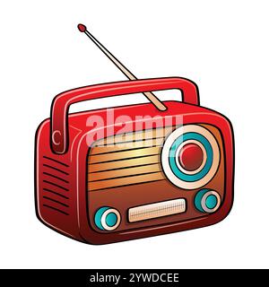 Cute old radio Vector illustration Stock Vector