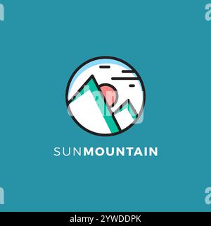 Sun Mountain Logo Icon Vector. Mountain Landscape Design Stock Vector