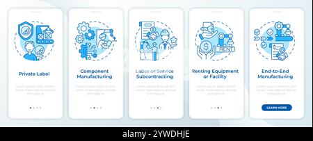 Manufacturing agreements blue onboarding mobile app screen Stock Vector