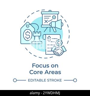 Focus on core areas light blue concept icon Stock Vector
