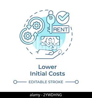 Lower initial costs light blue concept icon Stock Vector