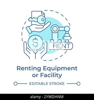 Renting equipment or facility light blue concept icon Stock Vector