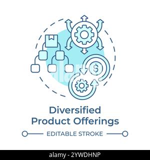 Diversified product offerings light blue concept icon Stock Vector