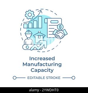 Increased manufacturing capacity light blue concept icon Stock Vector
