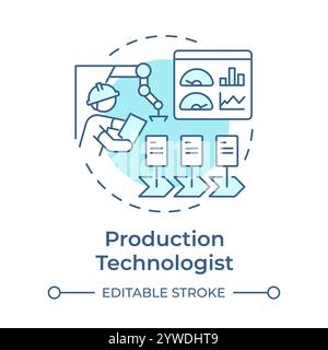 Production technologist light blue concept icon Stock Vector