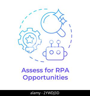 Assess for RPA opportunities blue gradient concept icon Stock Vector
