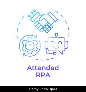 Attended RPA blue gradient concept icon Stock Vector