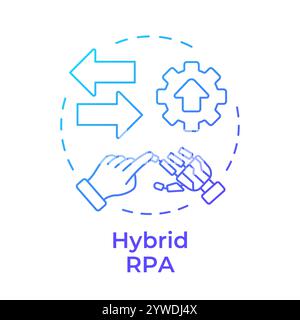 Hybrid RPA blue gradient concept icon Stock Vector