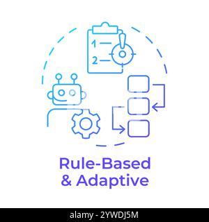 Rule based and adaptive RPA blue gradient concept icon Stock Vector
