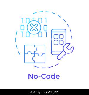 No code blue gradient concept icon Stock Vector