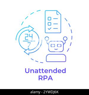 Unattended RPA blue gradient concept icon Stock Vector