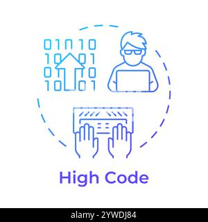 High code blue gradient concept icon Stock Vector