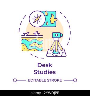 General and desk studies multi color concept icon Stock Vector