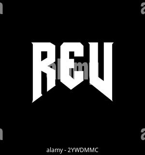 REV letter logo design for technology company. REV logo design black and white color combination. REV logo, REV vector, REV design, REV icon, REV alph Stock Vector