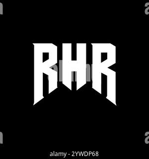 RHR letter logo design for technology company. RHR logo design black and white color combination. RHR logo, RHR vector, RHR design, RHR icon, RHR alph Stock Vector