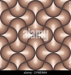 Retro waves wallpapers pattern, Seamless repeating vector pattern, brown mocha mousse colors Stock Vector