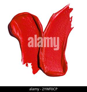 Colorful strokes of red matte lipstick isolated on white background. Stock Photo