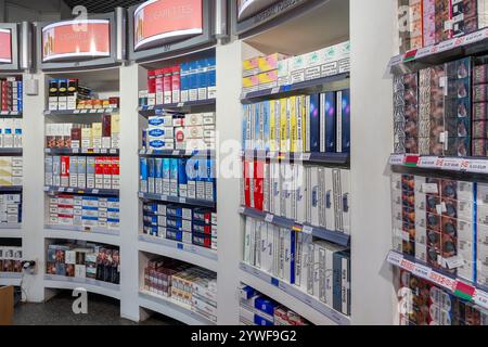 tobacco for sale at duty free shopping in terminal t1 arricife cesar  manrique-Lanzarote airport canary islands spain Stock Photo
