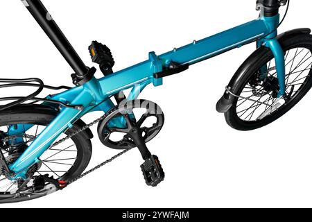 Folding bicycle frame. Close-up. Isolated on white background. Stock Photo