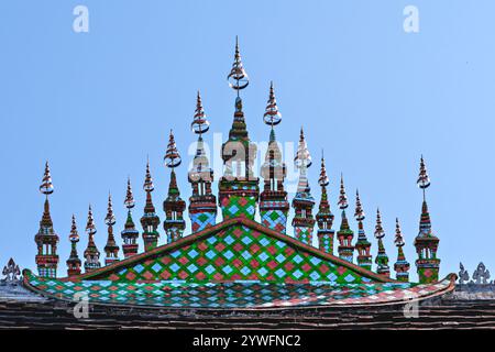 Decoration details of Buddhist temple in Luang Prabang, Laos Stock Photo