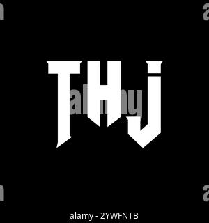THJ letter logo design for technology company. THJ logo design black and white color combination. THJ logo, THJ vector, THJ design, THJ icon, THJ alph Stock Vector
