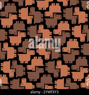 Capybara pattern seamless. Capybaras background. Ornament of kids fabric Stock Vector