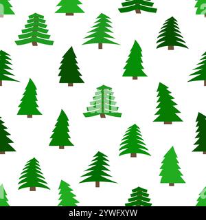 Seamless pattern with spruces on white background. Vector illustration Stock Vector