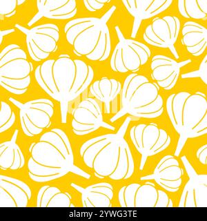 Garlic pattern seamless. Vegetable background. Vegetables texture Stock Vector