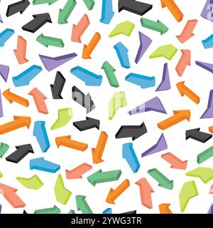 Seamless pattern with colorful isometric arrows. Vector illustration Stock Vector